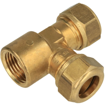 Messing knelkoppeling T-stuk voor buis Ø 15 x 15 mm x 1/2" Bi