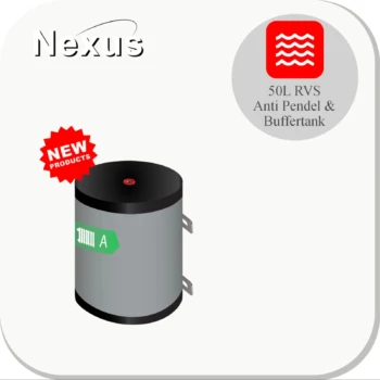 RVS Buffervat - 2 aansluitingen - vloer en wandmontage - 50L