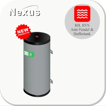 RVS Buffervat - 2 aansluitingen - vloer en wandmontage - 80L