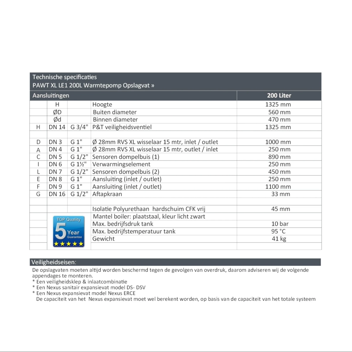 RVS boiler black - 1 XL 28mm warmtewisselaar - 200L - Afbeelding 7