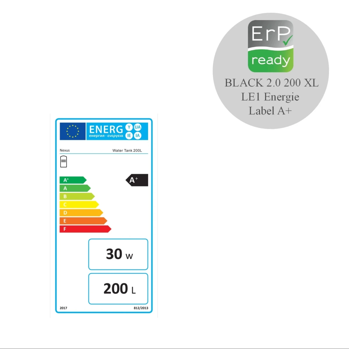 RVS Black 2.0 series A+ boiler - 1 XL 32mm warmtewisselaar - 200L - Afbeelding 2