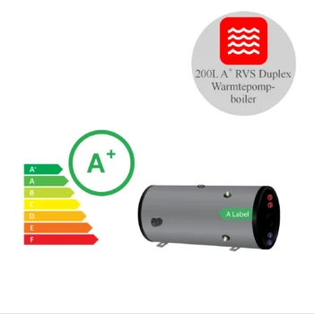 RVS boiler horizontaal - 200L - 1 XL 28mm warmtewisselaar - A+