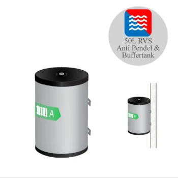RVS buffervat - 2 aansluitingen - vloer/wand model - 50L