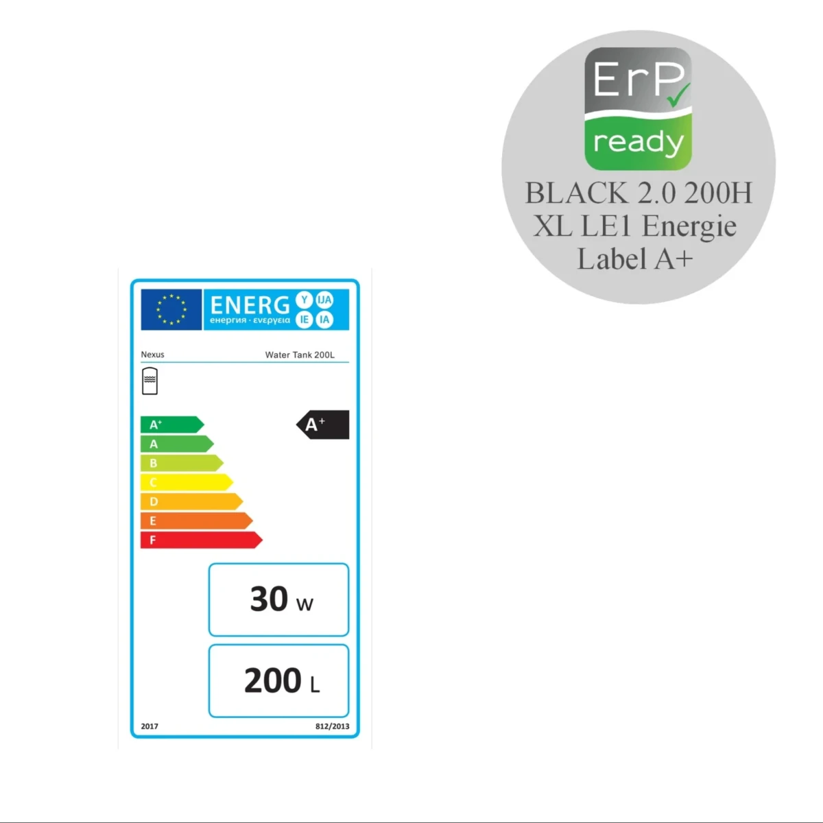 RVS Black 2.0 A+ boiler - 1 XL 32mm warmtewisselaar - horizontaal - 200L - Afbeelding 2