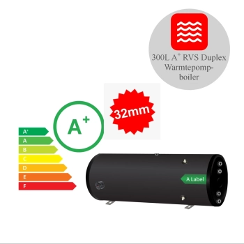 RVS Black 2.0 A+ boiler - 1 XL 32mm warmtewisselaar - horizontaal - 300L