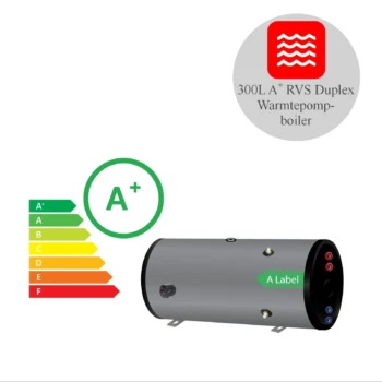 RVS boiler horizontaal - 300L - 1 XL 28mm warmtewisselaar - A+