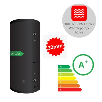 RVS Black 2.0 series A+ boiler - 1 XL 32mm warmtewisselaar - 500L