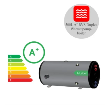 RVS boiler horizontaal - 500L - 1 XL 32mm warmtewisselaar - A+