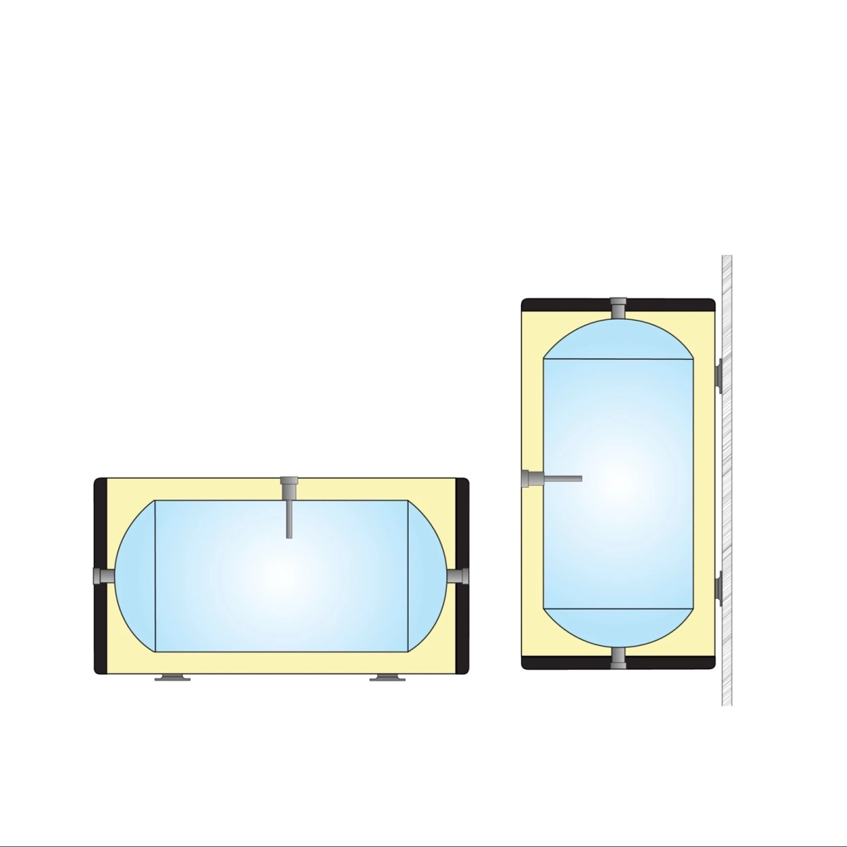 RVS buffervat - 3 aansluitingen - vloer/wand model - 80L - Afbeelding 5
