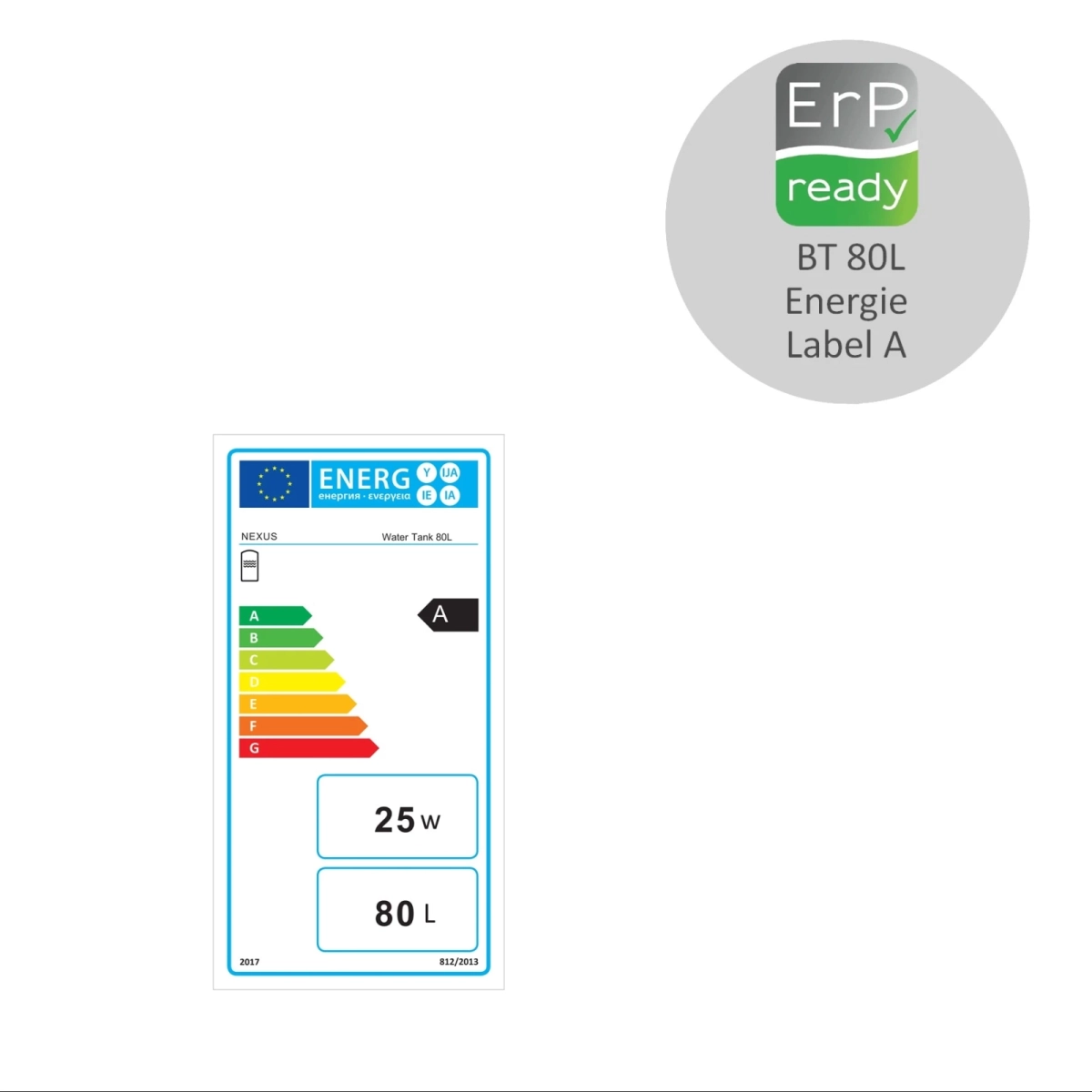 RVS buffervat - 3 aansluitingen - vloer/wand model - 80L - Afbeelding 2