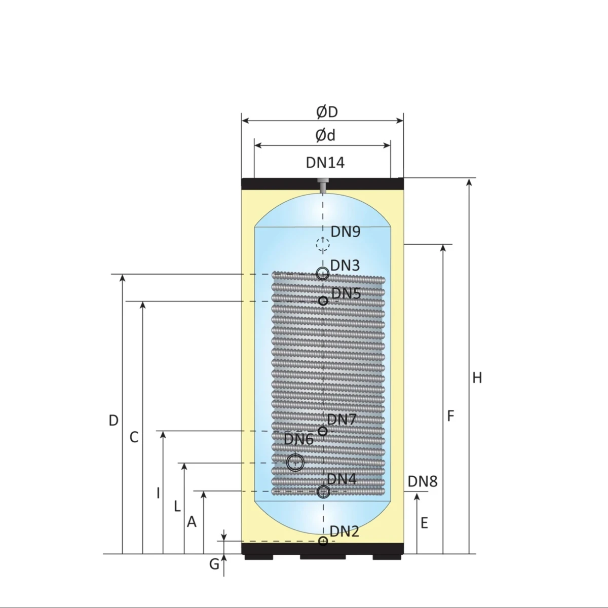 RVS boiler - 500L - 1 XL 32mm warmtewisselaar - Afbeelding 4